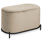 Банкетка овальная бежевый велюр на 4-х металлических ножках черного цвета SANJAY варинант исполнения - 1 | Loft Concept в Москве