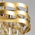 Люстра цвета матового золота с металлическими лентами и длинными прозрачными подвесками Gilded Waves варинант исполнения - 6 | Loft Concept в Москве