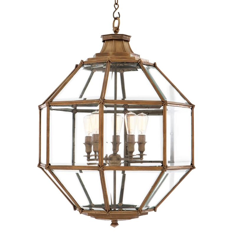Люстра Lantern Owen Brass L Латунь Прозрачный (Transparent) в Москве | Loft Concept 