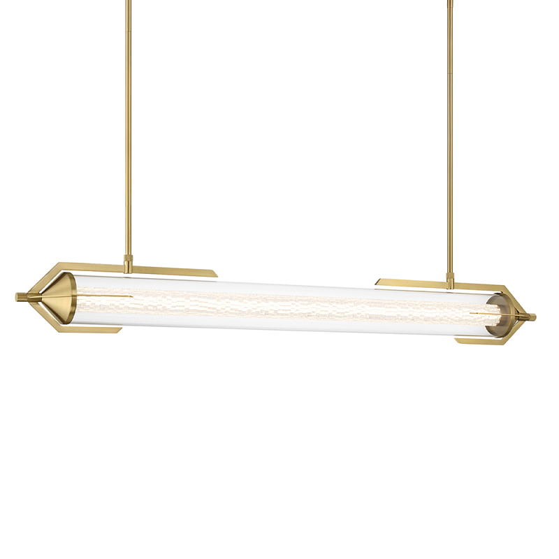 Подвесной светильник линейный золотого цвета с длинной цилиндрической стеклянной трубкой Eurofase Прозрачное Стекло Золотой в Москве | Loft Concept 