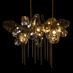 Люстра подвесная с 22-мя гранёными стеклянными плафонами с вертикальными подвесками Gilded Mirage  варинант исполнения - 8 | Loft Concept в Москве