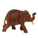 Статуэтка из дерева суар в виде слона в традиционном облачении Little Elephant варинант исполнения - 2 | Loft Concept в Москве
