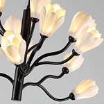 Люстра подвесная черного цвета с ветвями и белыми фарфоровыми цветами Floralis варинант исполнения - 6 | Loft Concept в Москве