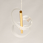 Люстра линейная золотистого цвета с двумя прозрачными волнистыми элементами Wave Line варинант исполнения - 8 | Loft Concept в Москве