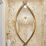 Зеркало овальное в деревянной золотистой раме Oval Gold Lines варинант исполнения - 3 | Loft Concept в Москве
