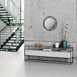 Настенное зеркало круглой формы в черной металлической раме BUBBLE MIRROR BLACK варинант исполнения - 2 | Loft Concept в Москве