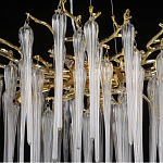 Люстра золотого цвета с декоративными ветками и длинными прозрачными стеклянными подвесами в форме сосулек Droplet Chandelier варинант исполнения - 10 | Loft Concept в Москве