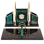 Настольный письменный набор из змеевика с часами Successful Leader варинант исполнения - 1 | Loft Concept в Москве