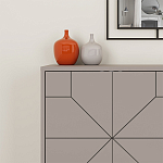 Комод бежево-серый с 4-мя дверцами с геометрическим рисунком на металлических ножках DUNE CONSOLE LIGHT MOCHA варинант исполнения - 4 | Loft Concept в Москве