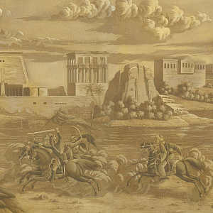 Обои ручная роспись Napoleon's Campaign in Egypt Sepia on antique scenic Xuan paper