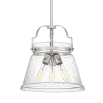 Подвесной светильник с прозрачным стеклянным плафоном в форме колокола с эффектом пузырьков и тремя лампами Quoizel варинант исполнения - 1 | Loft Concept в Москве