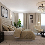 Кровать двуспальная бежевая с основанием из массива дерева с мягким изголовьем Flax Beds варинант исполнения - 4 | Loft Concept в Москве