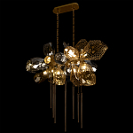 Люстра подвесная с 18-ю стеклянными плафонами с вертикальными подвесками Gilded Mirage  варинант исполнения - 6 | Loft Concept в Москве