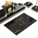 Настольный письменный набор из чёрного обсидиана с декором в виде льва Golden Lion варинант исполнения - 3 | Loft Concept в Москве