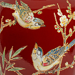 Настольная лампа бордовая с изображением птиц Slip Away варинант исполнения - 6 | Loft Concept в Москве