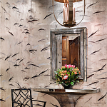 Обои ручная роспись Fishes Blue Pearl on Tarnished Silver gilded silk with pearlescent antiquing варинант исполнения - 1 | Loft Concept в Москве