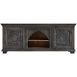 Деревянная ТВ-тумба из массива манго с резьбой Essua Grey Mango TV stand варинант исполнения - 1 | Loft Concept в Москве