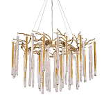 Люстра подвесная золотого цвета с разветвленными ветвями и прозрачными стеклянными подвесками Droplet Chandelier варинант исполнения - 1 | Loft Concept в Москве