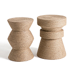 Приставной стол с отделкой из джута Juti D35 см варинант исполнения - 5 | Loft Concept в Москве