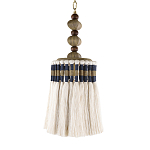 Подвесной светильник с подвесом из деревянных бусин и абажуром из кисточек Аmbiance варинант исполнения - 1 | Loft Concept в Москве