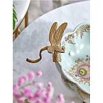 Чаша из голубого фарфора на бронзовых ножках с рисунком цветов и фигурками стрекоз Blue Garden варинант исполнения - 5 | Loft Concept в Москве