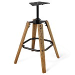 Барный стул со спинкой и металлической подставкой на 4-х деревянных ножках Бежевый Велюр Vendramin Chair варинант исполнения - 8 | Loft Concept в Москве