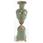 Ваза зеленого цвета из фарфора на высокой подставке с бронзовыми ручками Eden Garden porcelain and bronze варинант исполнения - 3 | Loft Concept в Москве