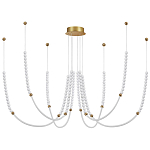 Люстра подвесная с 6-ю изогнутыми плафонами и белыми декоративными шариками PEARLS Suspension варинант исполнения - 1 | Loft Concept в Москве