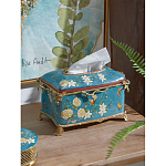 Салфетница прямоугольная голубого цвета с цветами и бабочками Blue Garden варинант исполнения - 3 | Loft Concept в Москве