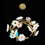 Люстра круглая на золотом каркасе с птичками и цветочным декором Miscellaneous herbs варинант исполнения - 8 | Loft Concept в Москве