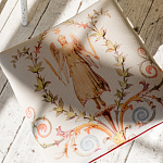 Банкетка одноместная из массива бука бежевая с растительным орнаментом Raffael Beige Floral Banquette варинант исполнения - 3 | Loft Concept в Москве