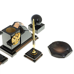 Настольный письменный набор с часами из природного камня обсидиана National Еmblem варинант исполнения - 5 | Loft Concept в Москве