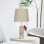 Настольная лампа с тканевым абажуром и основанием в виде птицы на дереве Simurq варинант исполнения - 3 | Loft Concept в Москве