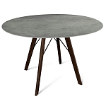 Стол обеденный с серой овальной столешницей из керамики на четырех деревянных ножках Gray Ceramics варинант исполнения - 1 | Loft Concept в Москве