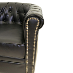 Кресло кожаное с мягкими подлокотниками на 4-х деревянных ножках Logan Leather Armchair black 2 варинант исполнения - 2 | Loft Concept в Москве