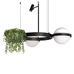 Подвесной светильник с 2-мя шарообразными плафонами и цилиндрическим спотом Light of Еyes варинант исполнения - 1 | Loft Concept в Москве