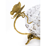 Конфетница из прозрачного рельефного стекла с ручками в виде стрекоз и фигуркой лебедя Eden Garden варинант исполнения - 2 | Loft Concept в Москве