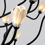 Люстра подвесная черного цвета с ветвями и белыми фарфоровыми цветами Floralis варинант исполнения - 13 | Loft Concept в Москве