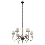 Люстра на металлическом основании с 6-ю белыми тканевыми абажурами Terrain варинант исполнения - 4 | Loft Concept в Москве