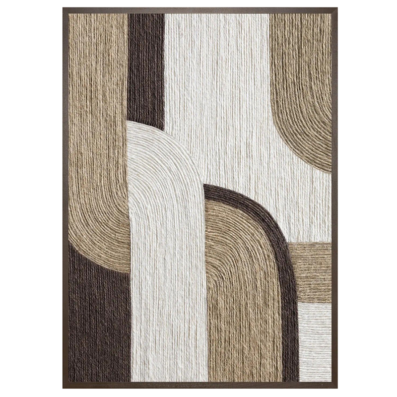 Панно из шнура геометрическая абстракция wall panel line II Коричневый Молочный в Москве | Loft Concept 