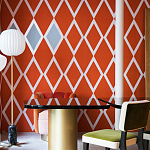 Обои ручная роспись Chez Nina by India Mahdavi Lantana colourway on Arancio dyed silk варинант исполнения - 4 | Loft Concept в Москве