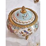 Шкатулка с крышкой из голубого фарфора с риунком птиц и цветов Blue Garden варинант исполнения - 2 | Loft Concept в Москве