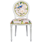 Стул светло-серый из натурального бука с изображением птиц и цветов Blooming Blue Birds варинант исполнения - 1 | Loft Concept в Москве