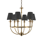 Люстра на металлическом основании бронзового цвета с 6-ю черными конусовидными абажурами Dignity варинант исполнения - 2 | Loft Concept в Москве