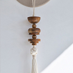 Аксессуар на стену диск с деревянными бусинами Wall Decor Thread Disc  варинант исполнения - 2 | Loft Concept в Москве