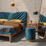 Пуф синий велюр на золотом металлическом основании Golden Belt варинант исполнения - 4 | Loft Concept в Москве