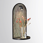 Настенный светильник зеленого цвета с черной рамкой овальной формы с полкой Herbarium  варинант исполнения - 2 | Loft Concept в Москве