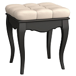 Пуф из массива бука с бежевой обивкой из велюра White Provence Black Provence варинант исполнения - 1 | Loft Concept в Москве