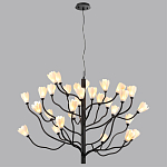 Люстра подвесная черного цвета с ветвями и белыми фарфоровыми цветами Floralis варинант исполнения - 12 | Loft Concept в Москве