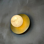 Бра круглое с плафоном из натурального камня на латунном основании Cryptocrystalline Stone варинант исполнения - 5 | Loft Concept в Москве